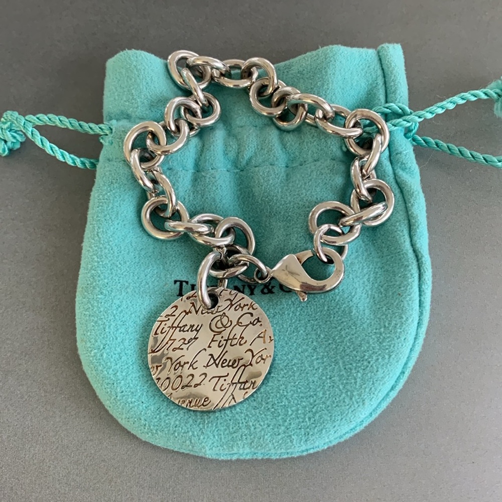 🔥🔥🔥 Tiffany And Co 2008 Silver Large Notes Bracelet Bangle Chain Rare Gift🎁